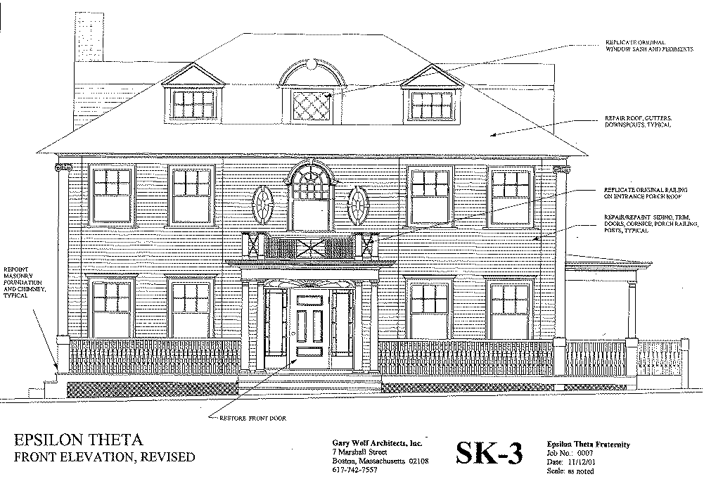 Drawing of the front elevation