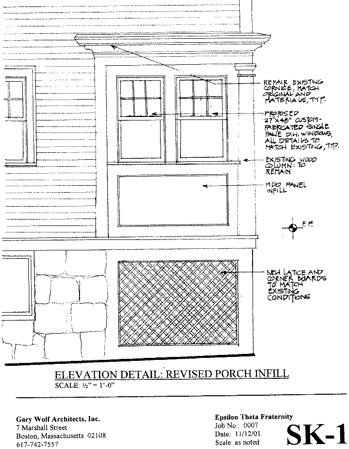 Drawing of the kitchen infill - east elevation