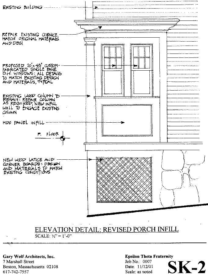 Drawing of the kitchen infill - north elevation